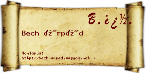 Bech Árpád névjegykártya